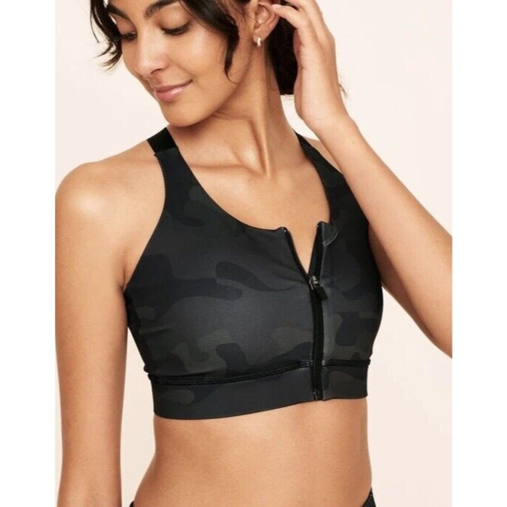Earth Republic Camouflage Front Zip Lightly Padded Sports Bra S